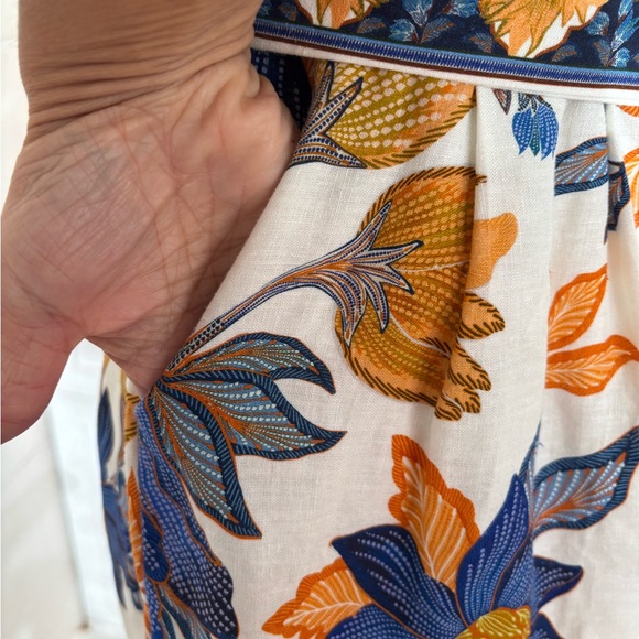 Farm Rio Floral Lace Trim Belted Romper Dress Size M - Picture 6 of 8